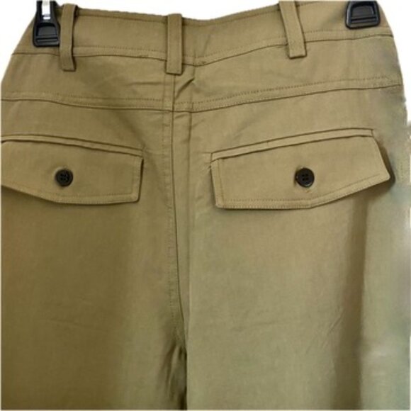 WAYF Wide Leg Utility Pants High Rise Flat Front Flap Pockets NWT $120 - Picture 4 of 7